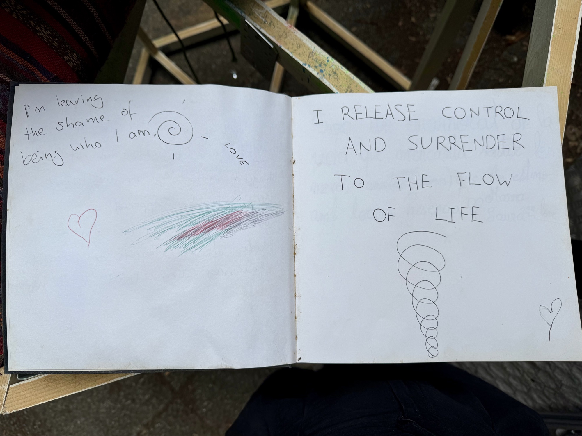 A page from the book with handwritten messages from visitors