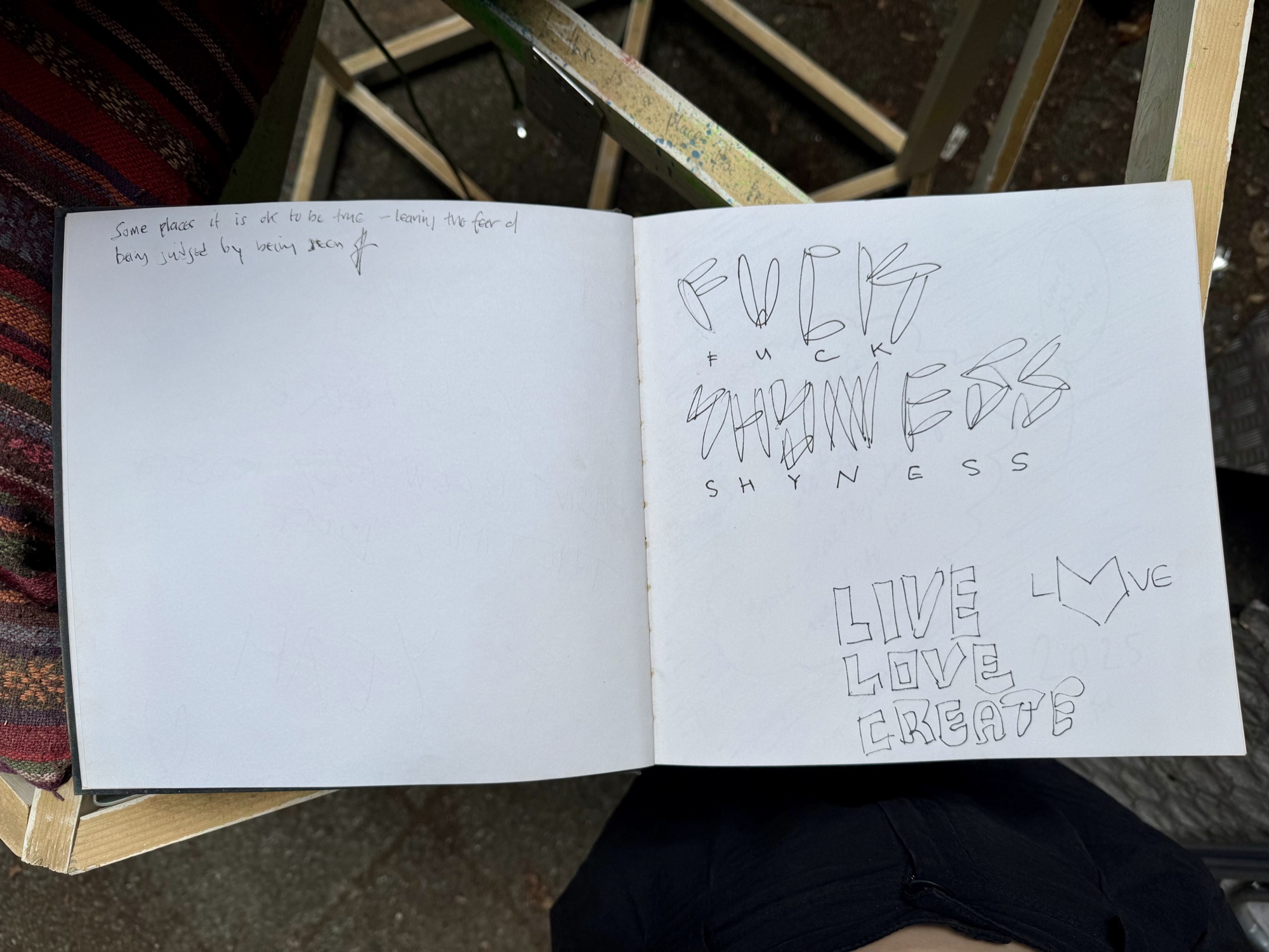 A page from the book with handwritten messages from visitors
