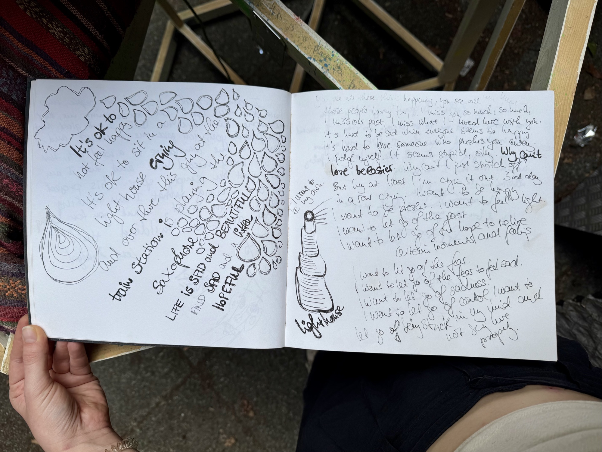 A page from the book with handwritten messages from visitors
