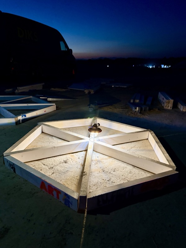 The build site at dusk