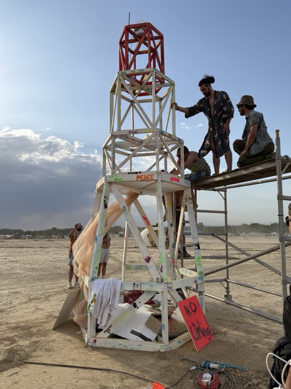The team assembling the upper sections