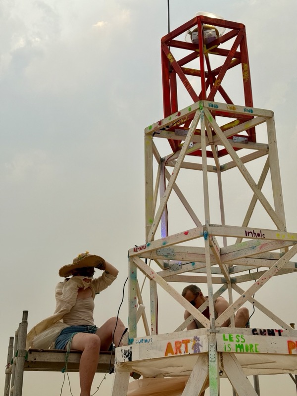 Assembling the top of the lighthouse