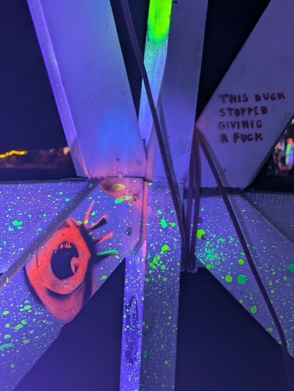 UV-painted beams inside the lighthouse